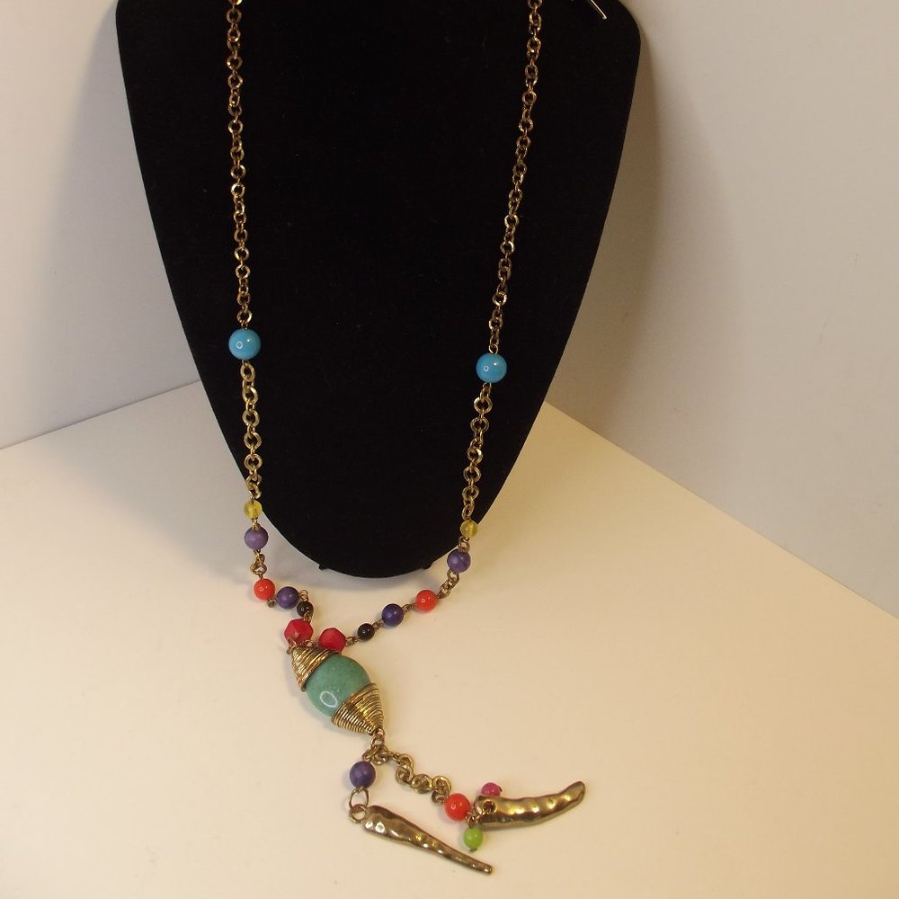 Multi color pendant necklace & matching earrings